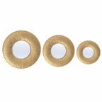3-Piece Gold Metal Round Wall Mirror Set - 22.25" x 2.36", 19.7" x 2.25", 15.4" x 2.25"