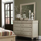 8 Drawer 64in W Double Dresser With Mirror - 80in H x 18in D