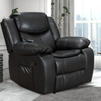 Wide-Seat Leather Recliner With Built-In Heat And Massage Functions
