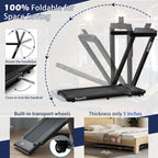GYMAX 2-in-1 Folding Under Desk Treadmill With Speaker, App And Remote Control - 2.5HP