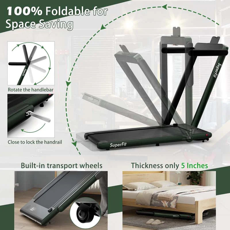 GYMAX 2-in-1 Folding Under Desk Treadmill With Speaker, App And Remote Control - 2.5HP