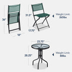 Best Choice Products 3-Piece Patio Bistro Dining Set With Glass Tabletop And Folding Chairs - Gray
