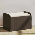 vidaXL Outdoor Poly Rattan Storage Bench With Cushion, Black, 45.3 x 20.1 x 20.5 in