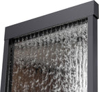 Alpine Corporation Wall-Mounted Mirror Waterfall Fountain With Stones And LED Lights, 24in L x 10in W x 72in H, Silver