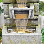 5-Tier Modern Cascading Indoor/Outdoor Fountain With LED Lights - Resin and Fiberglass