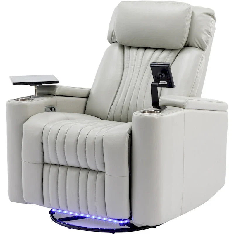 Power Home Theater Recliner Chair, 34.6 D x 38.2 W x 41.4 H, 110-160 Recline, 270 Swivel