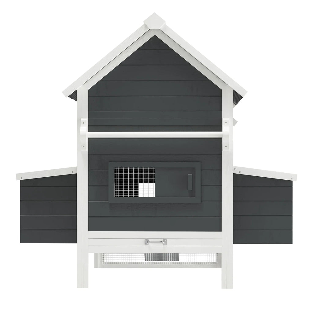 PawHut Large Chicken Coop, 162 in, For 6-8 Chickens, Storm Gray/Crystal White - D51-336V00CG