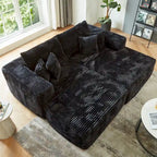 HOOOWOOO Plush L-Shaped Sectional Sofa With Removable Ottoman, 3-Piece, 80L x 69.3W x 35.4H x 59D