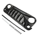 Black Front Grille With LED Off-Road Lights For 07-18 Jeep Wrangler JK - Mars Grille