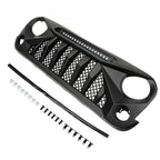 Black Front Grille With LED Off-Road Lights For 07-18 Jeep Wrangler JK - Mars Grille