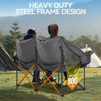 Double-Person Padded Folding Camping Loveseat Chair, 21in D x 30in W x 36in H, 800 LB Capacity