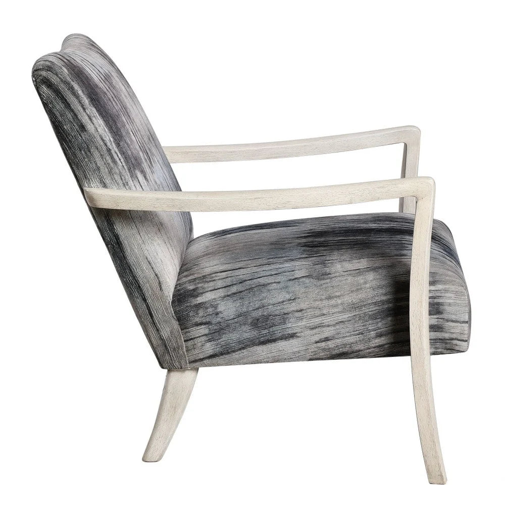 Bailey Street Home Gate House Mews 31 inch Accent Chair Charcoal/Gray/Blue Chenille/Natural Off-White Finish - 208-Bel-4361897