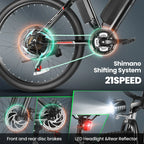Electric Bicycle for Adults 500W 26-Inch with Cruise Control