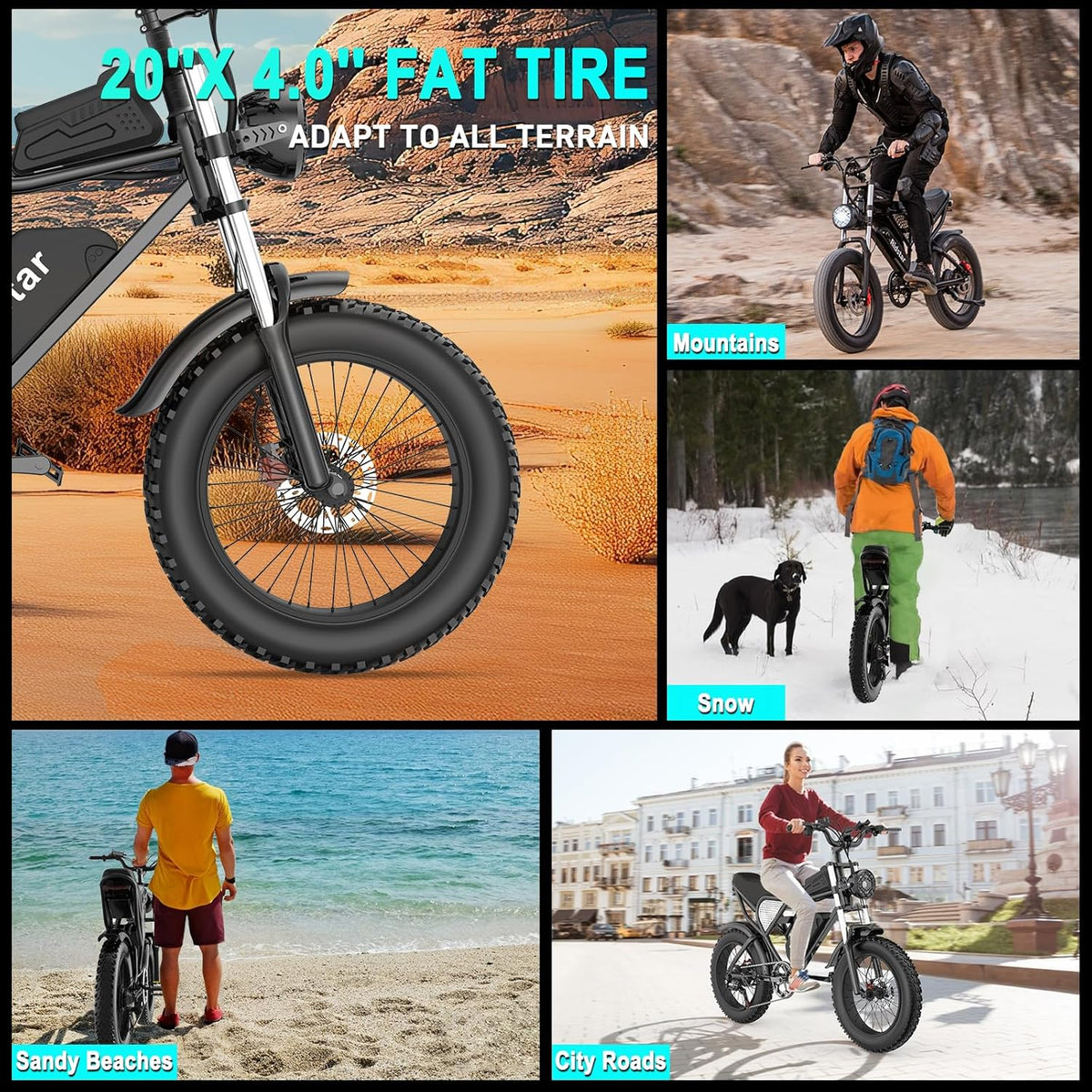 Electric Bike 2000W 37Mph 20in Fat Tires - Q20