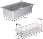 12 Liter Stainless Steel Deep Fryer With Basket Strainer, Adjustable Temperature And Timer