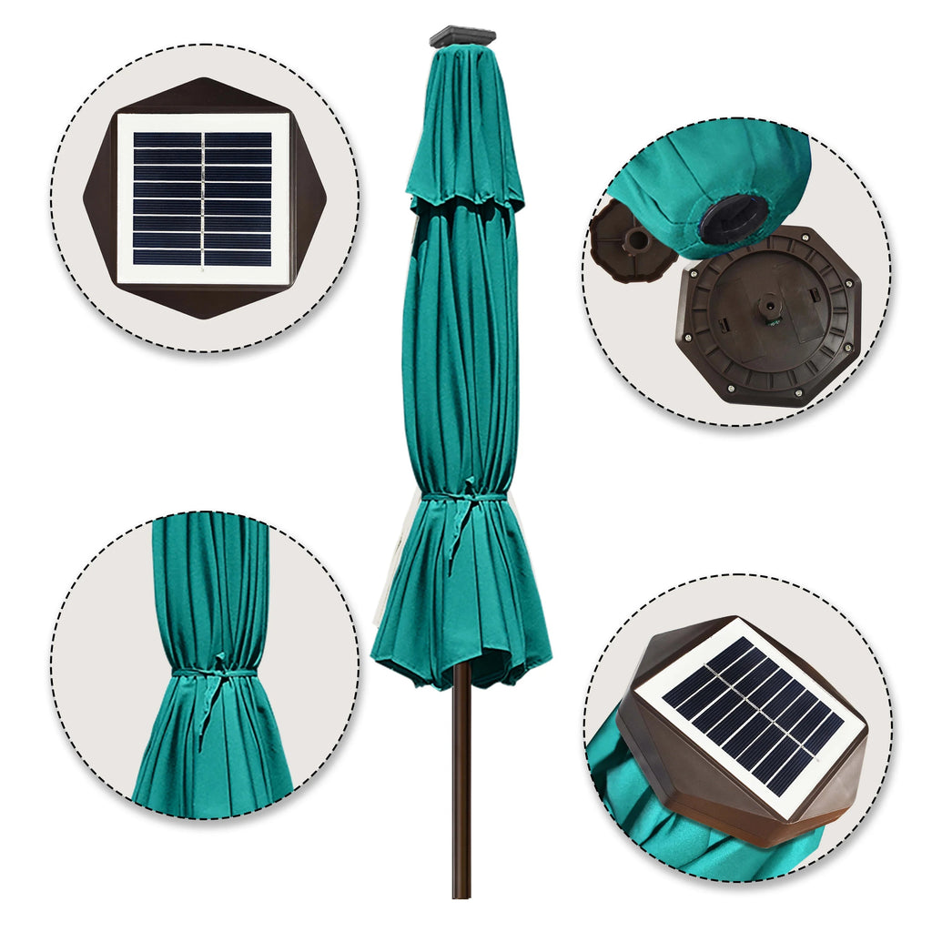 EliteShade 9ft Market Patio Umbrella With 80 LED Lights, Ruby