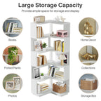 6-Tier Corner Bookshelf, 64.9 Inch Tall, Freestanding Wood Industrial Bookcase