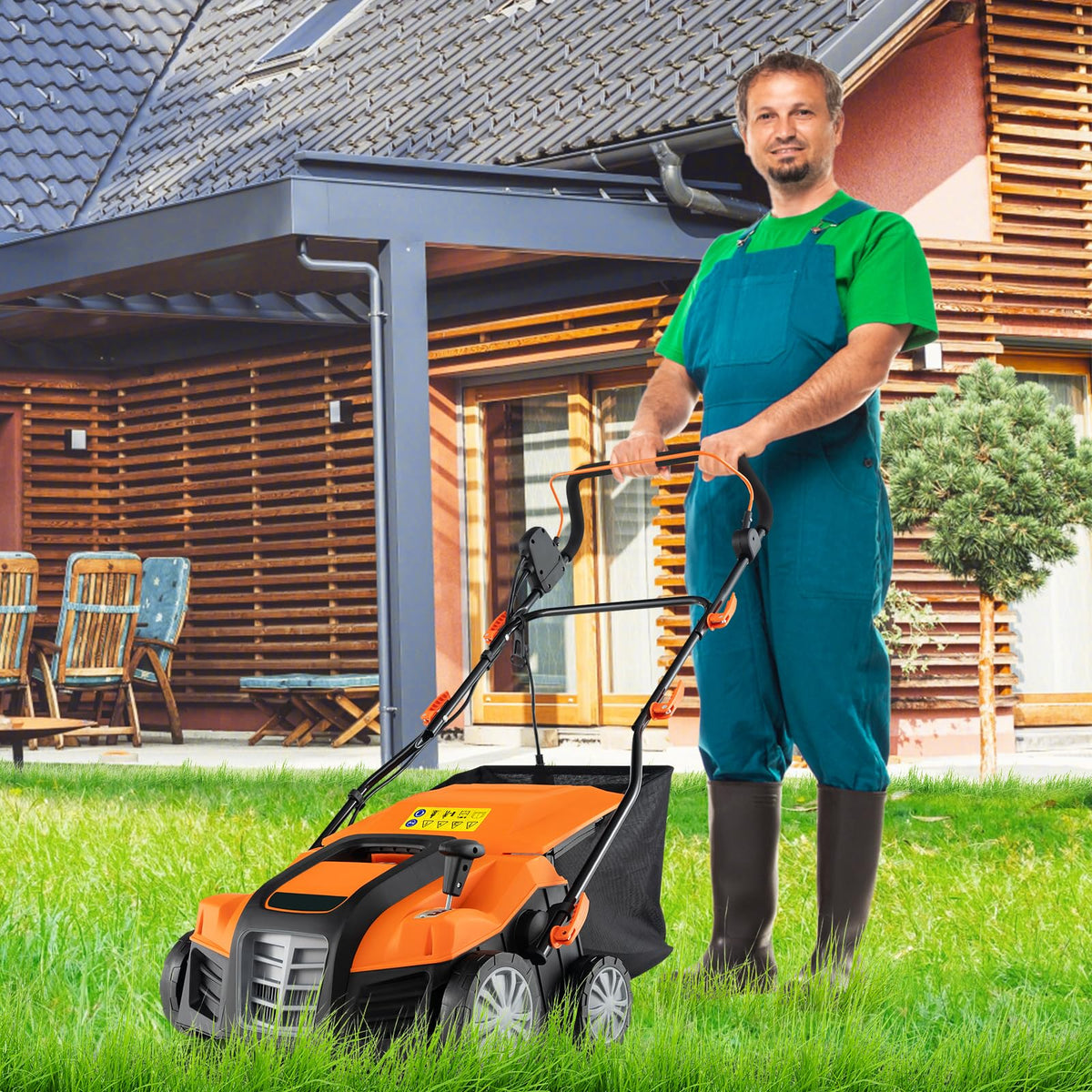 2-In-1 16-Inch 15A Corded Electric Scarifier And Lawn Dethatcher