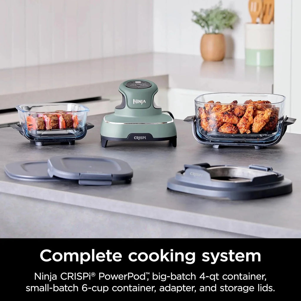 Ninja Crispi 4-in-1 Portable Glass Air Fryer Cooking System, 1500W, 4 QT And 6-Cup Containers