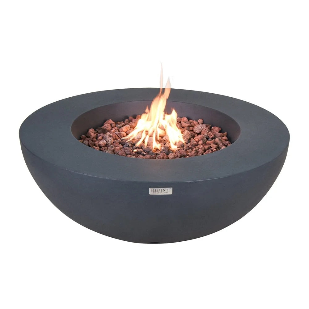 Elementi Outdoor Lunar Fire Bowl 42 Inches Grey Glass Reinforced Concrete Natural Gas Fire Pit Table
