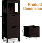 Freestanding Wooden Bathroom Storage Cabinet With 2 Adjustable Drawers - Gray