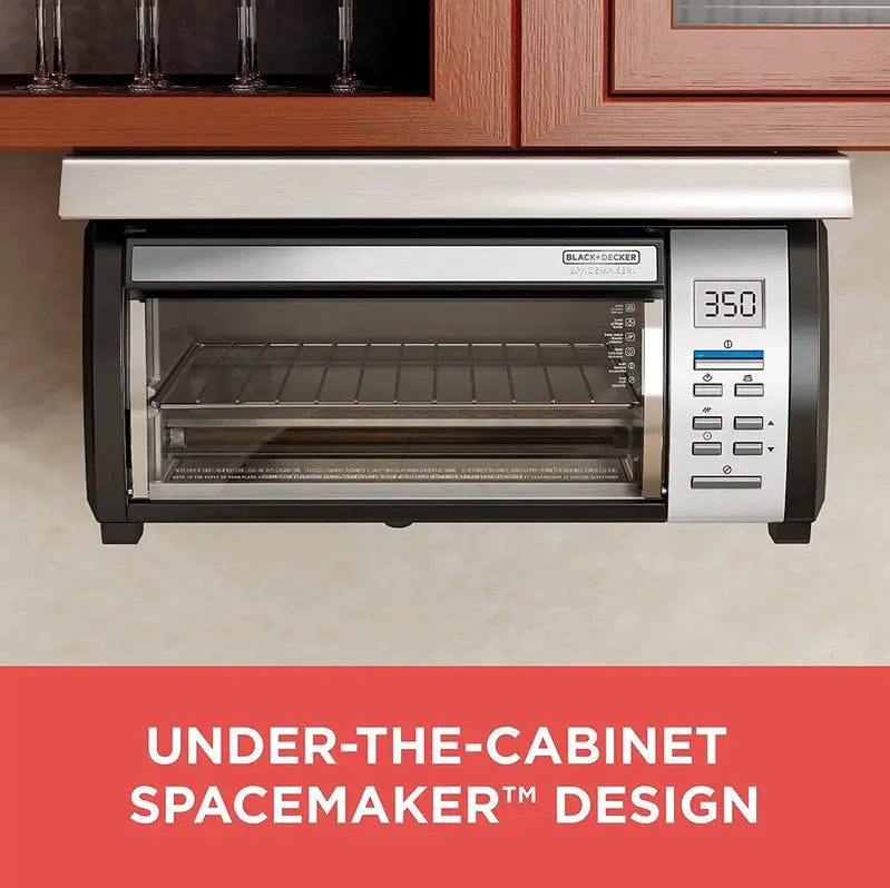 Black+Decker SpaceMaker Under-Cabinet Toaster Oven, Digital Controls, Black/Stainless Steel, Fits 9-Inch Pizza & 4 Slices