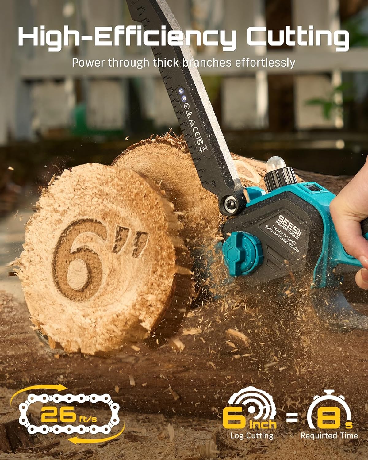 SEESII 2-in-1 Cordless 6 Inch Pole Saw With 2 x 4000mAh Batteries - P6 Ace