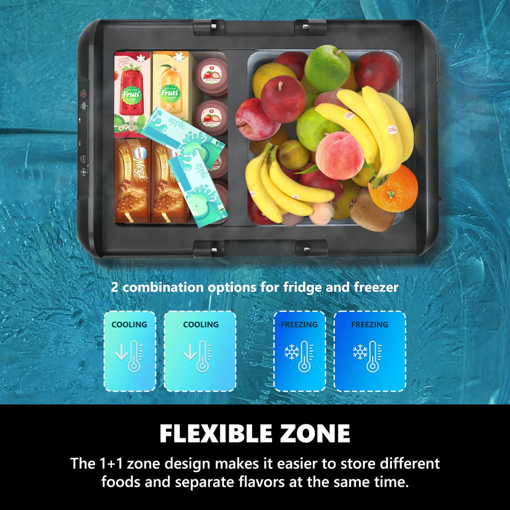 Simzlife Portable Car Refrigerator/Freezer, 19 QT (18 L), 12/24V DC and 110-240V AC, Black