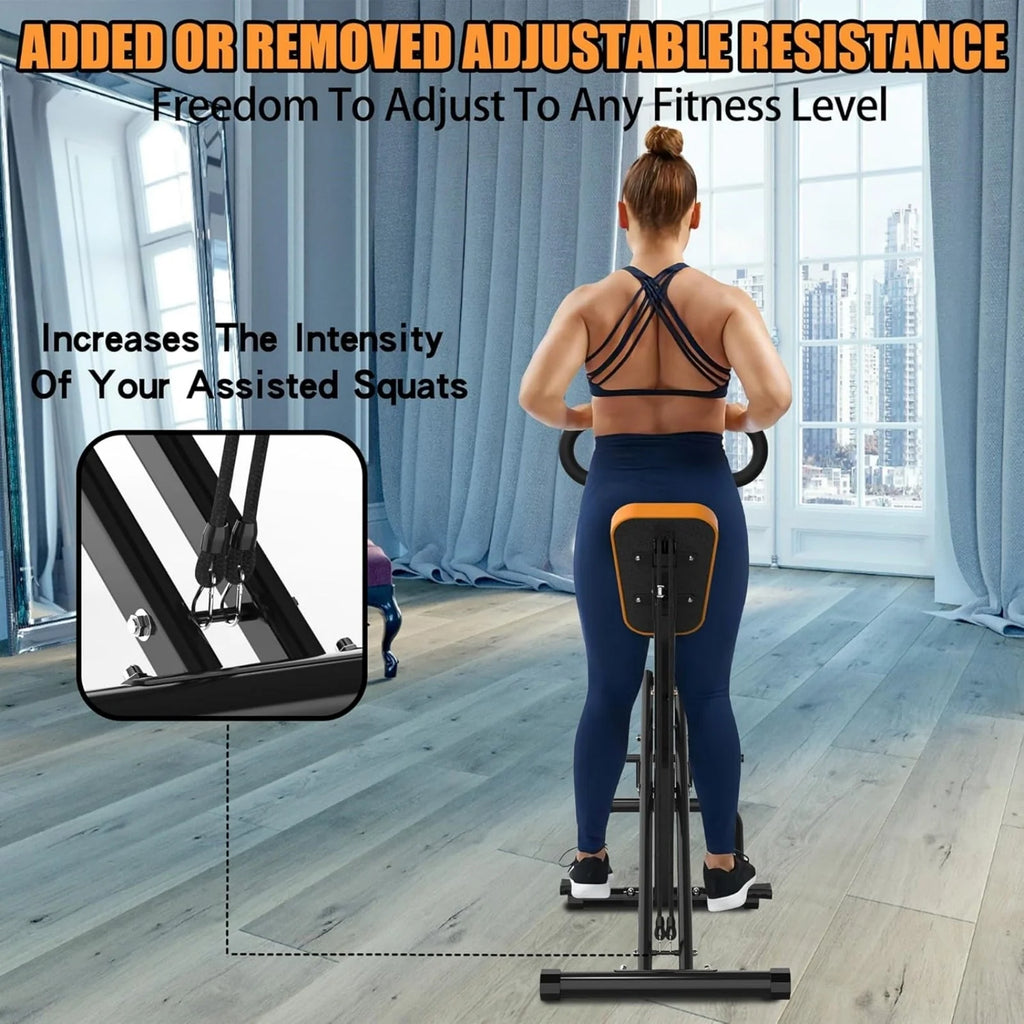 Hiii Foldable Squat Machine With Resistance Bands, 250 Pounds - Black