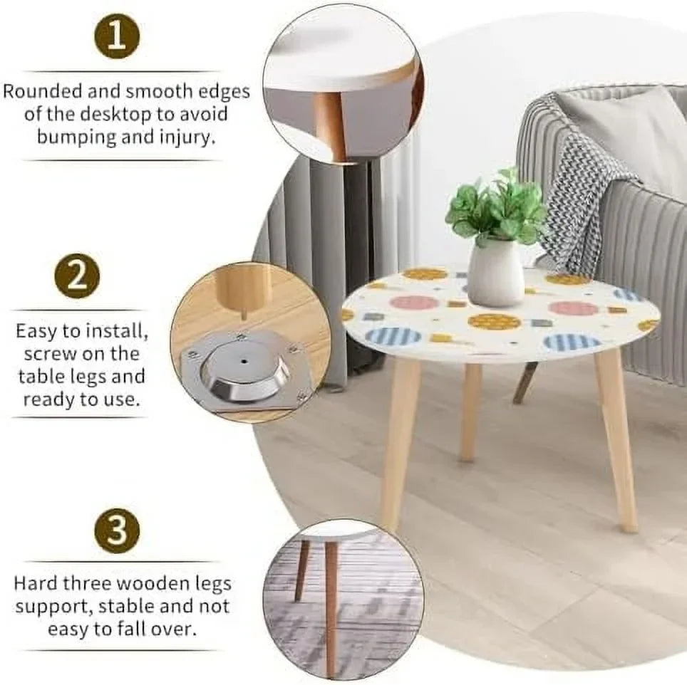JYHOME Small Nesting Coffee Table - Hot Air Balloons Sky Triangle Pattern