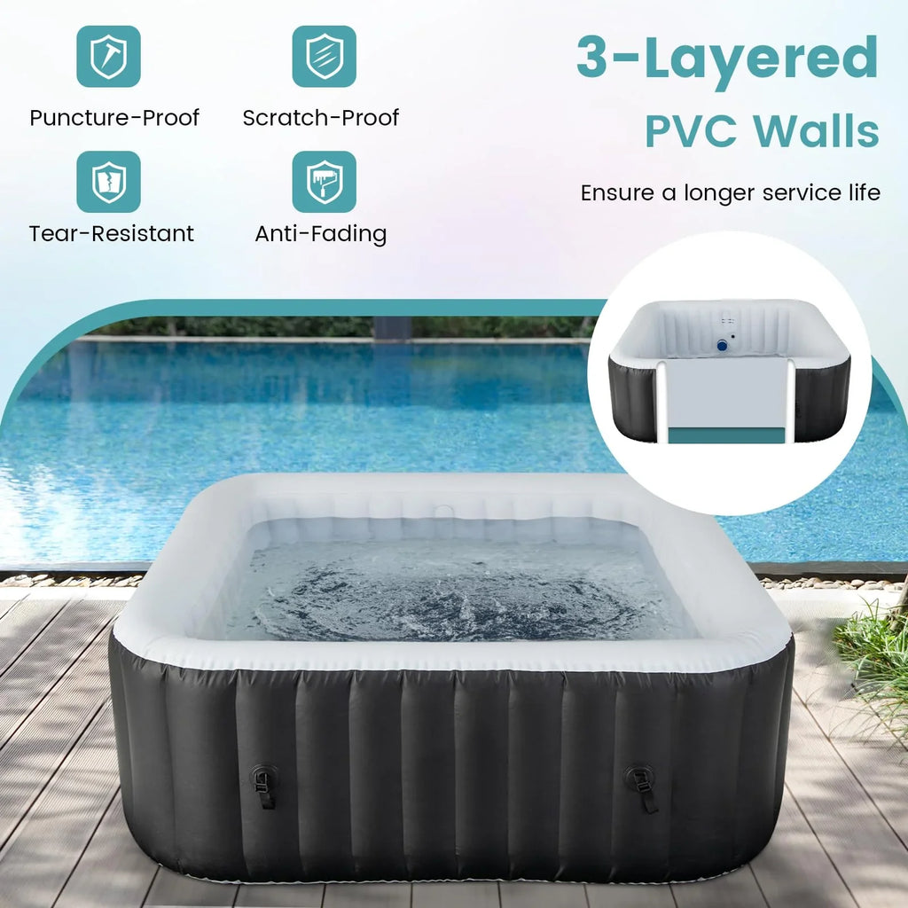 Inflatable Hot Tub, 70-80 in Round Or 71 x 70 in Rectangular, 2-6 Person