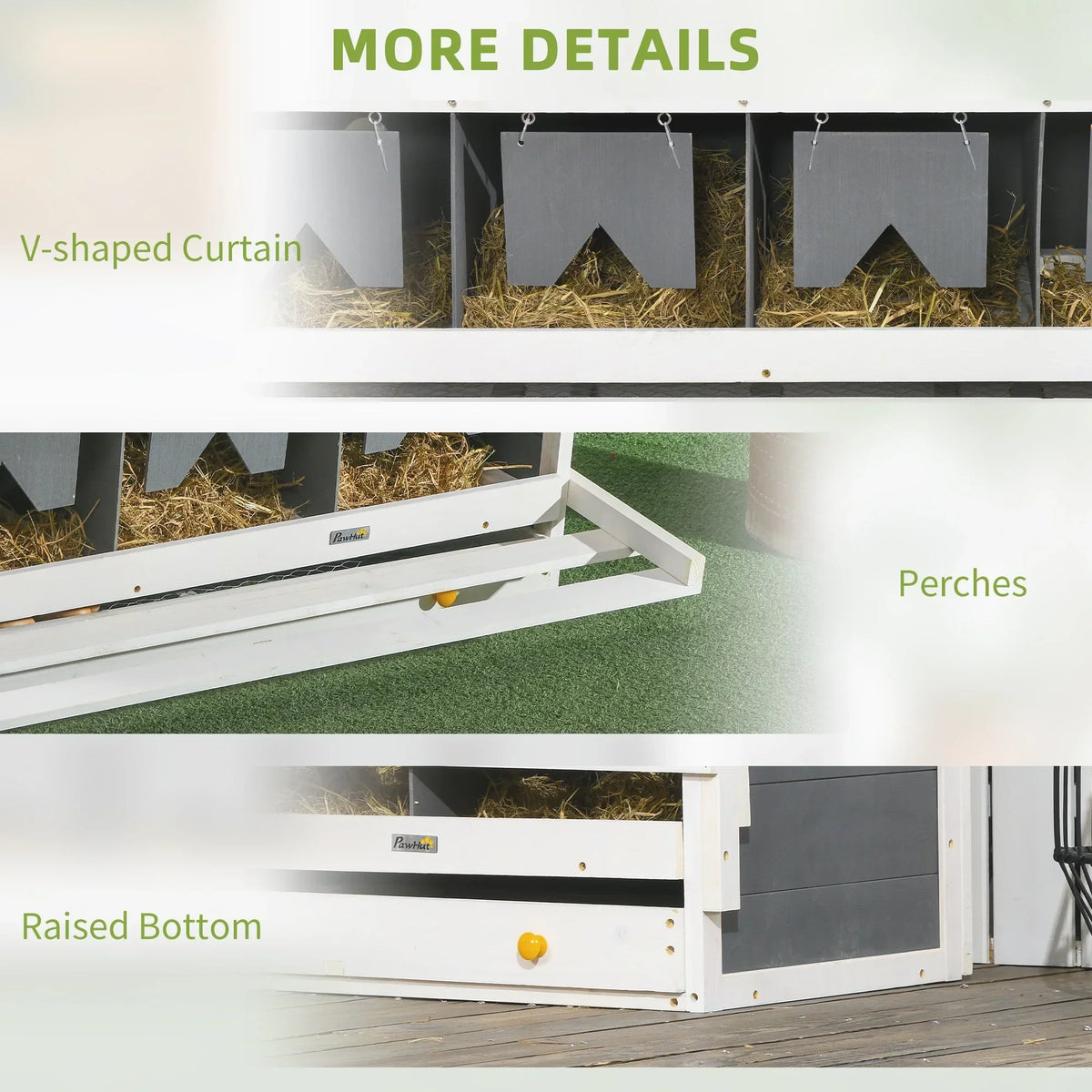 PawHut Chicken Nesting Boxes With 2 Egg Collection Trays, 8 Compartments