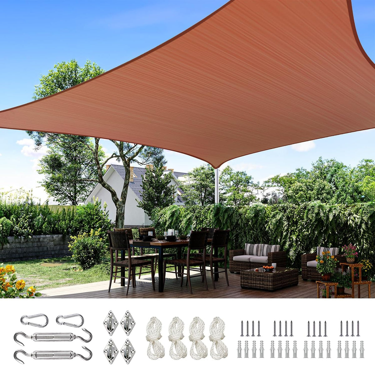 Quictent Rectangular Sun Shade Sail 185GSM 20x26ft White and Grey Multi