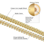 13mm Football Pendant Necklace With 20in Cuban Link Chain And CZ