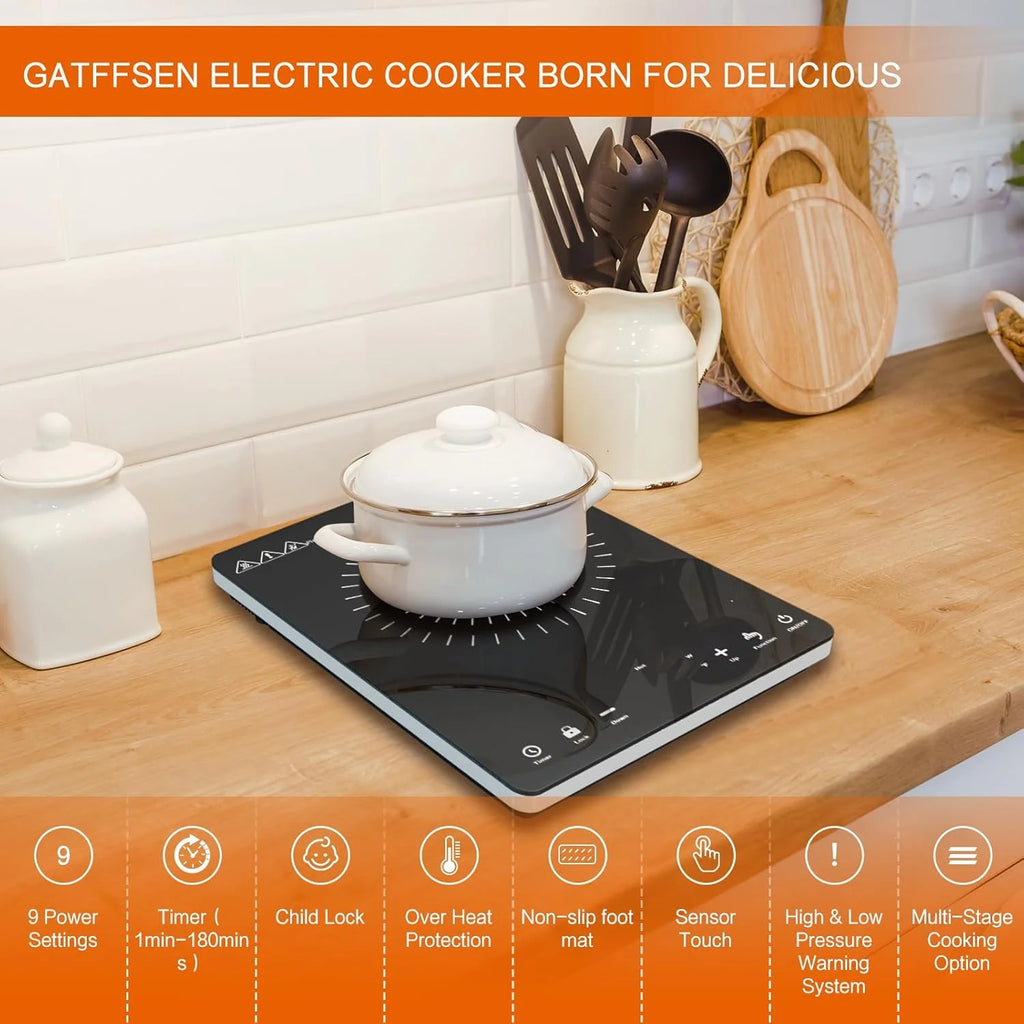 Portable Induction Cooktop 1800W Single Electric Burner - Black
