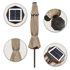 EliteShade 9ft Market Patio Umbrella With 80 LED Lights, Ruby