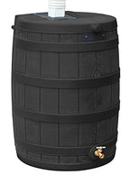 Good Ideas Rain Wizard 50 Gallon Plastic Rain Barrel Water Collector With Brass Spigot - Black