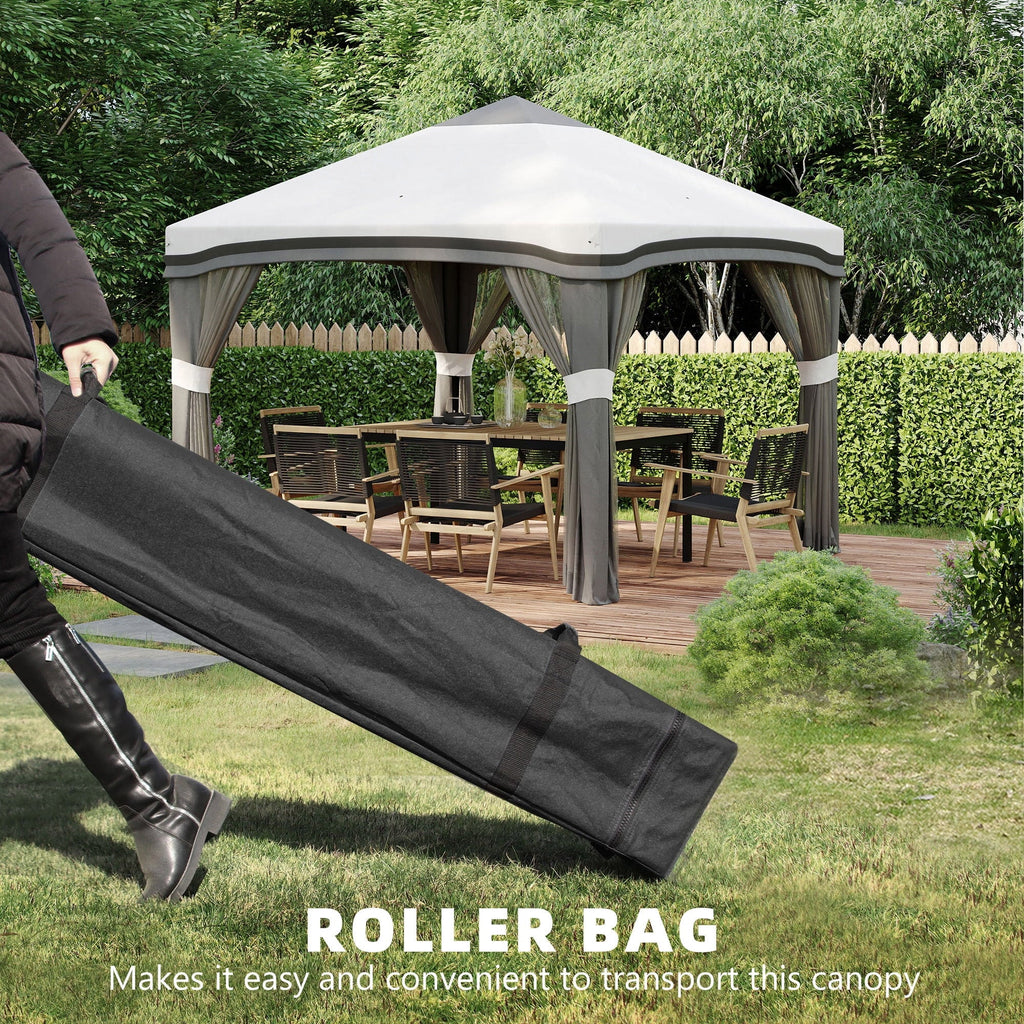 Outsunny Pop-Up Canopy With Mesh Netting, Wheeled Carry Bag And 4 Sand Bags, Beige, 10' x 10' - 84C-405V01BG