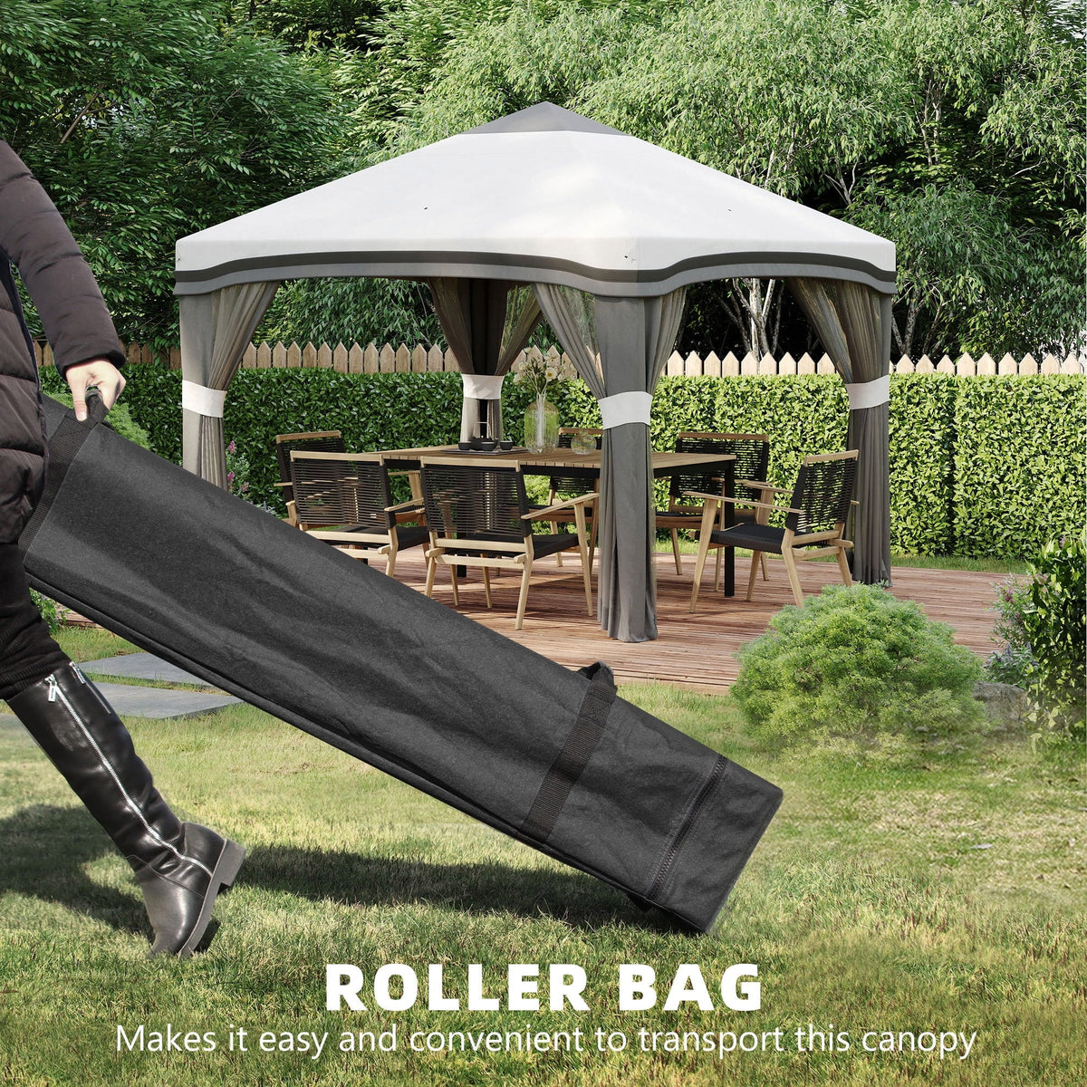 Outsunny Pop-Up Canopy With Mesh Netting, Wheeled Carry Bag And 4 Sand Bags, Beige, 10' x 10' - 84C-405V01BG