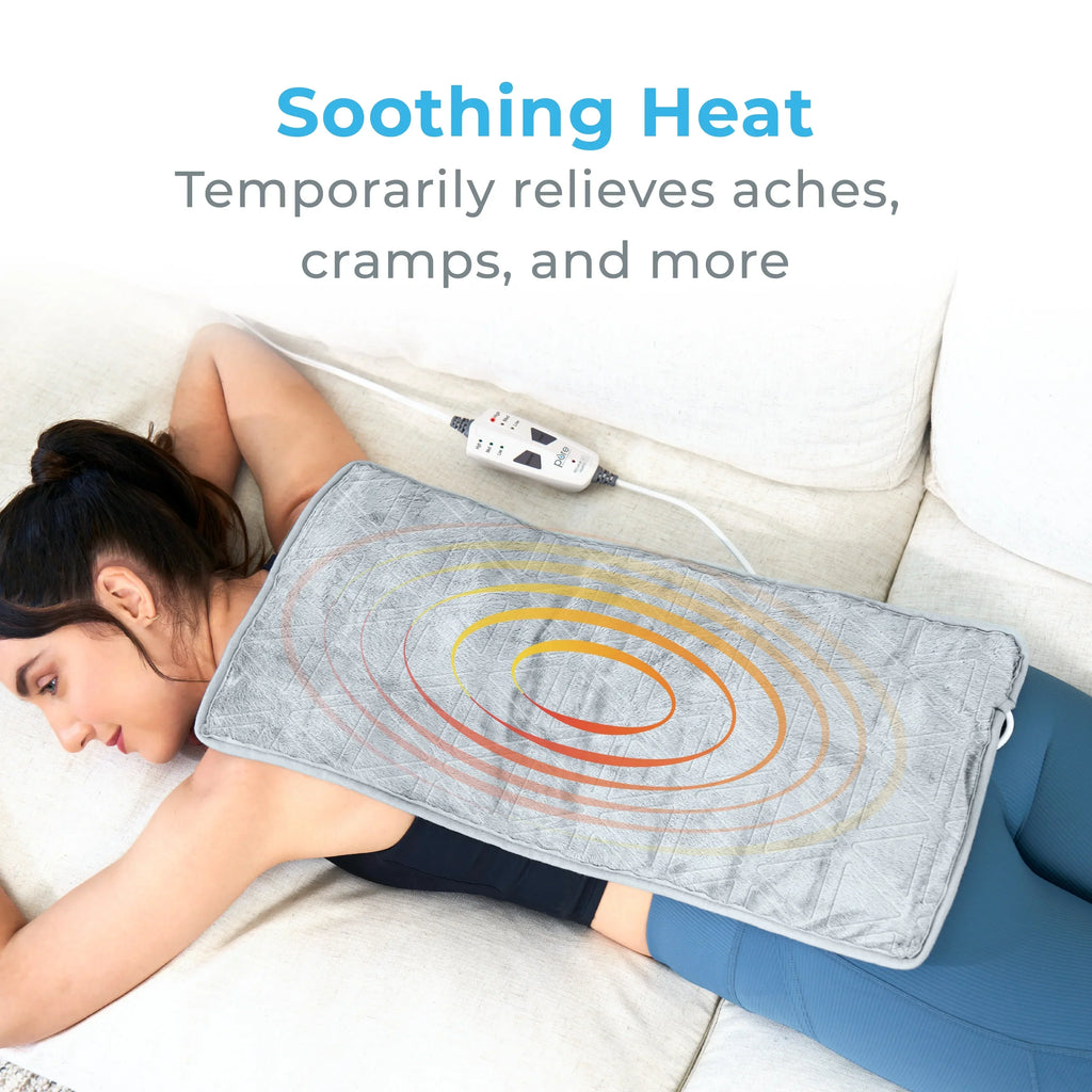 Pure Enrichment 3-in-1 Heating Pad, 12 in x 24 in, Steel Gray - WeightedWarmth
