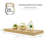 Floating Engineered Wood Wall Shelves, Set Of 3, 23.75 in x 9.25 in