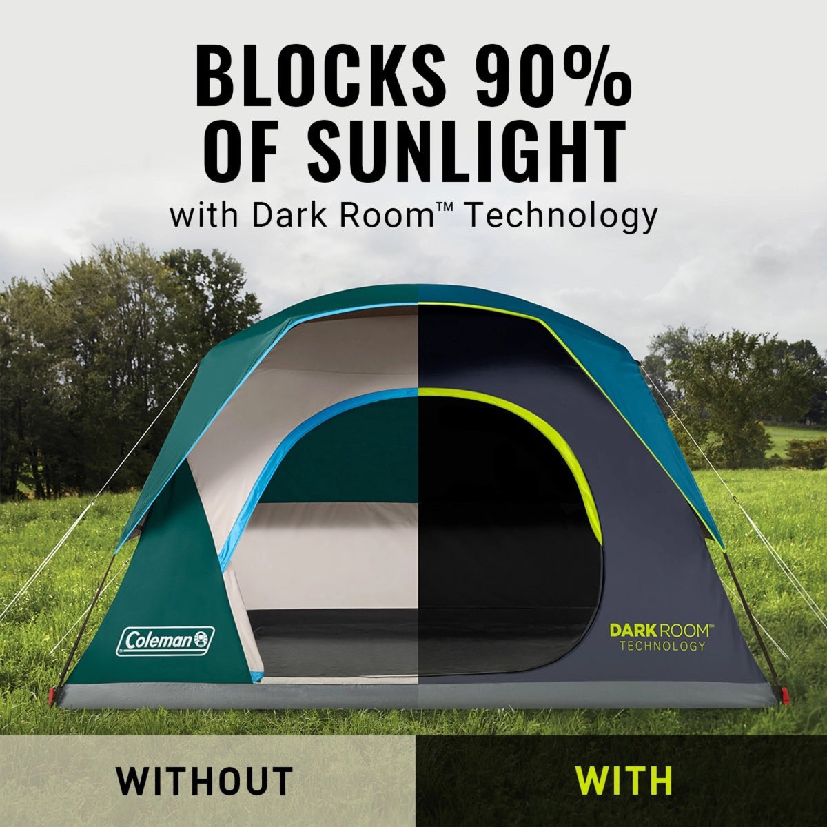 Coleman 4 Person Dark Room Skydome Camping Tent, Blue