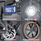 1500W Electric Mountain Bike 48V 20Ah, 20 inch Fat Tires, Shimano 7-Speed, Full Suspension - q20-1500w