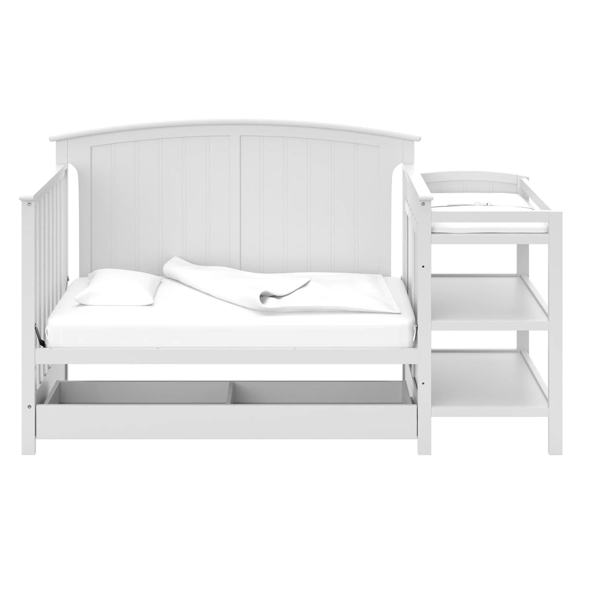 Storkcraft 5-in-1 Convertible Baby Crib & Changer, White - Steveston