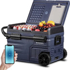 BODEGA 12 Volt 37 Qt Dual Zone Portable Car Refrigerator Freezer - Dark Blue and Black