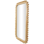 Brown Fir Wood Beaded Frame Wall Mirror 23.50in L x 1.50in W x 45.38in H