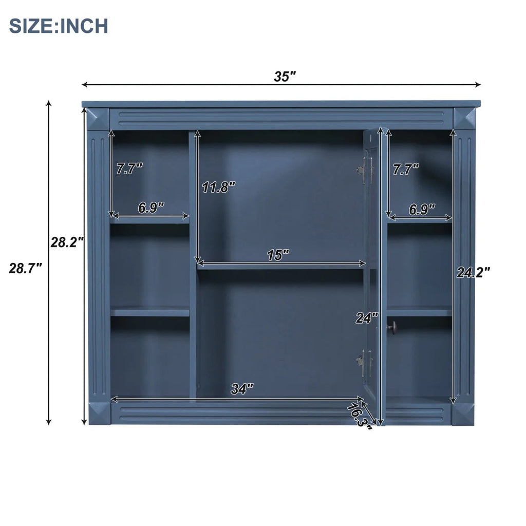 36'' Bathroom Vanity Set With Ceramic Sink Top, Mirror Cabinet, 2 Doors And 2 Drawers - Gray