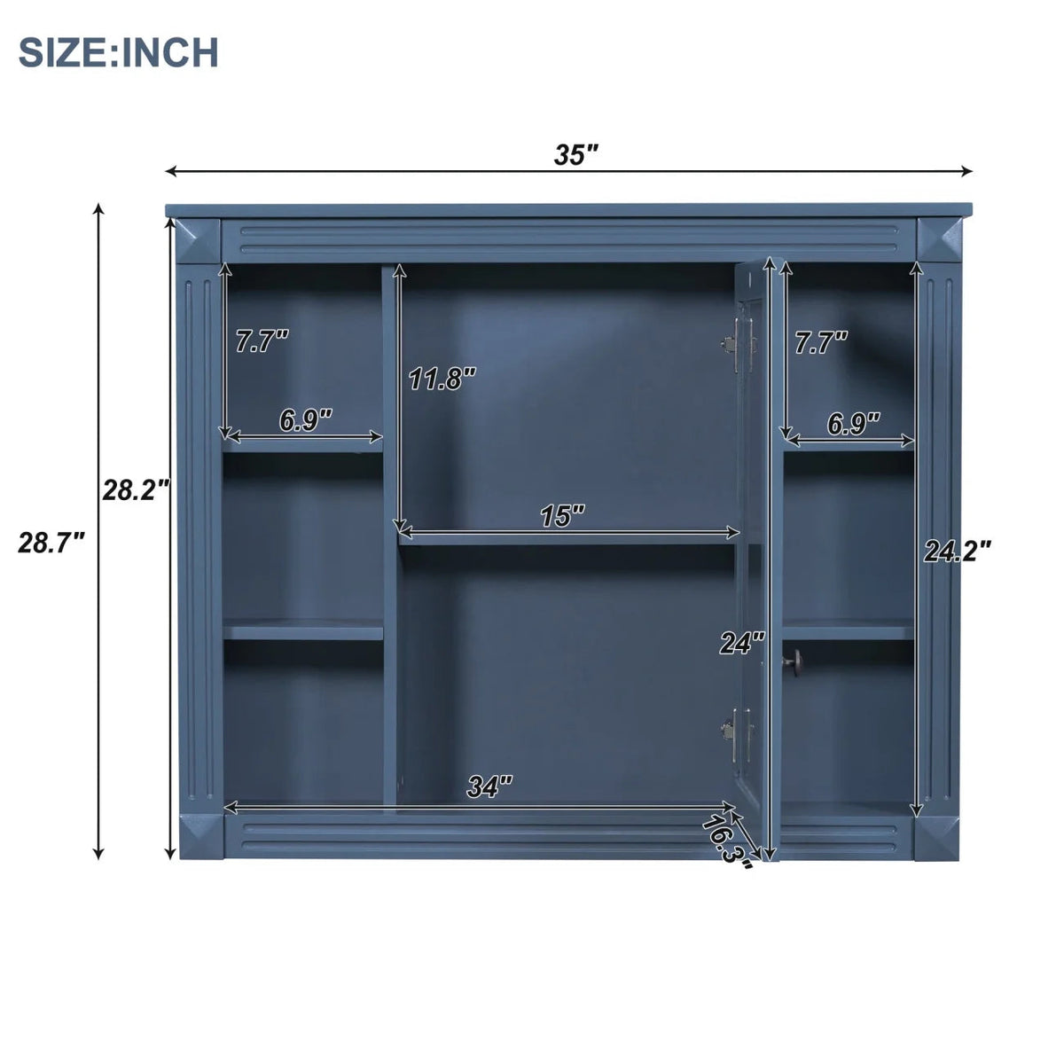 36'' Bathroom Vanity Set With Ceramic Sink Top, Mirror Cabinet, 2 Doors And 2 Drawers - Gray