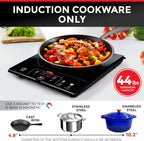 RapidTherm Portable Induction Cooktop Hot Plate, 1800W, 8 Temperature Levels