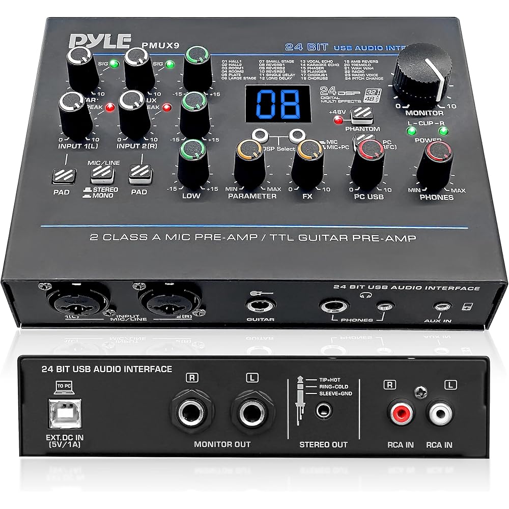 Pyle USB Audio Interface With 24 Digital Effects Preset - PMUX9